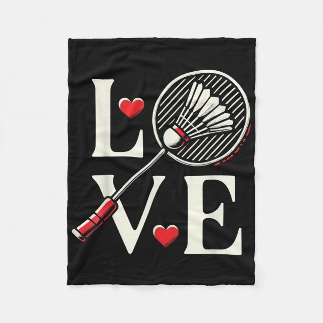 Couverture Polaire Love Badminton Player Heart Racket Shuttle  (Devant)
