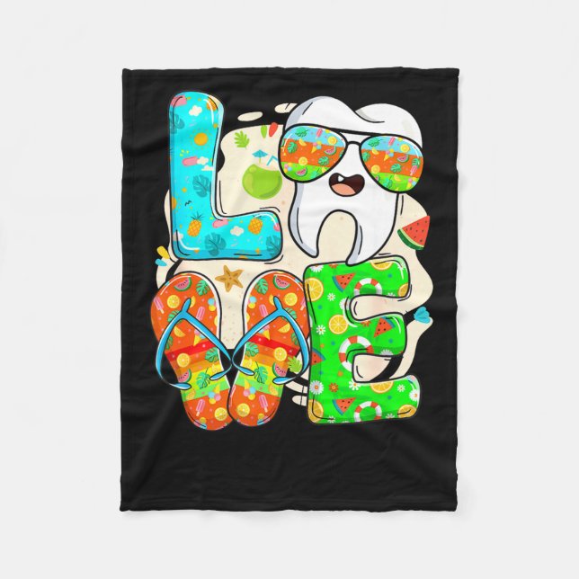 Couverture Polaire Love Dental Life Cute Tooth Flip Flops Summer Dent (Devant)