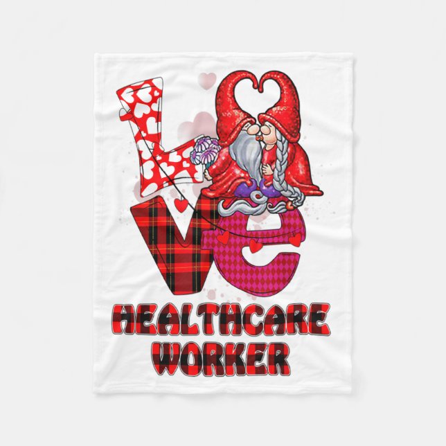 Couverture Polaire Love Gnome Healthcare Worker Valentines Day Heart  (Devant)