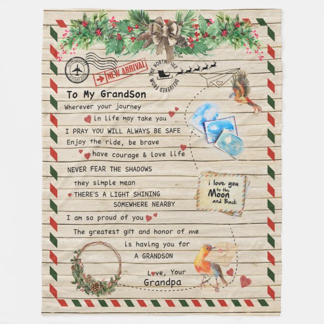 Couverture Polaire Love Grandson|Lettre À Mon Grand-Fils Je Suis Fier (Devant)
