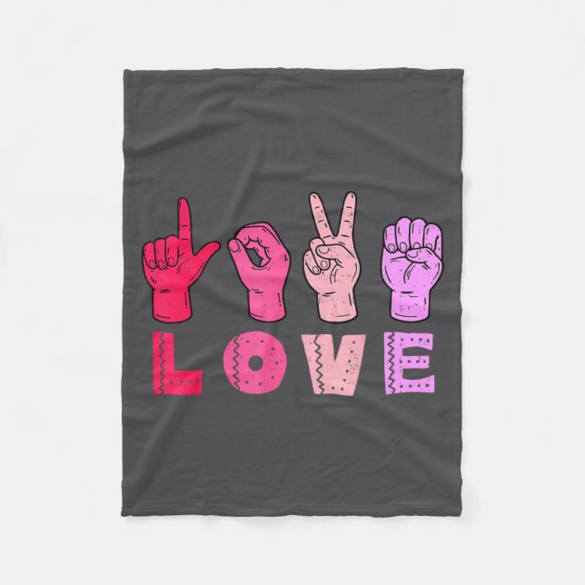 Couverture Polaire Love Hand Sign Language Asl Valentines Day Men Wom (Devant)