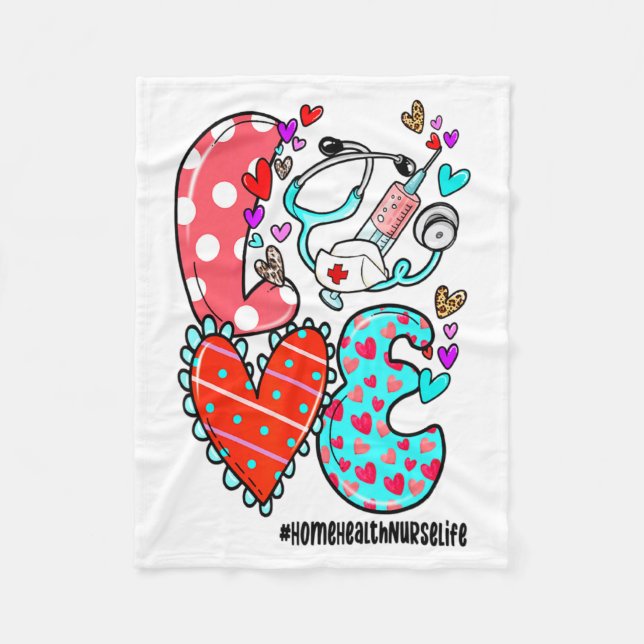 Couverture Polaire Love Home Health Nurse Life Heart Valentines Day  (Devant)