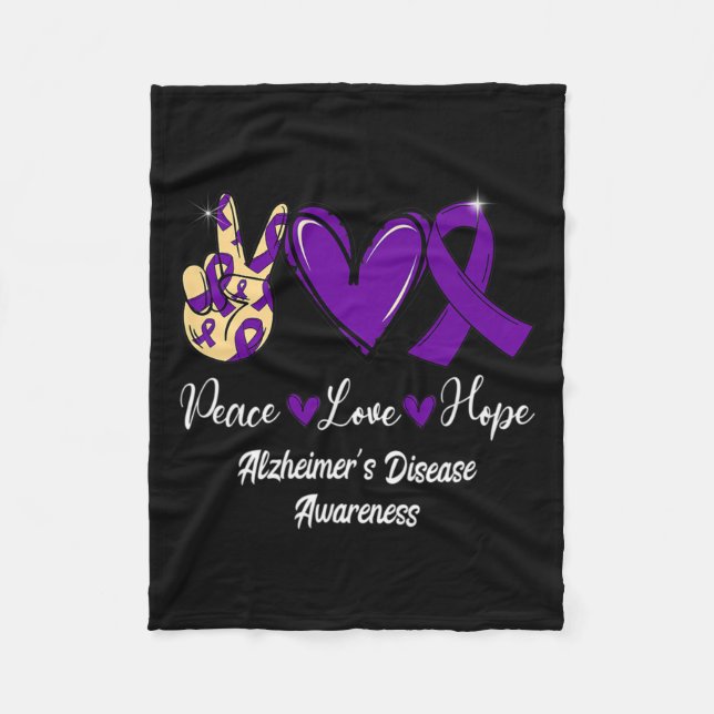Couverture Polaire Love Hope Purple Ribbon Alzheimer Maladie Aw (Devant)
