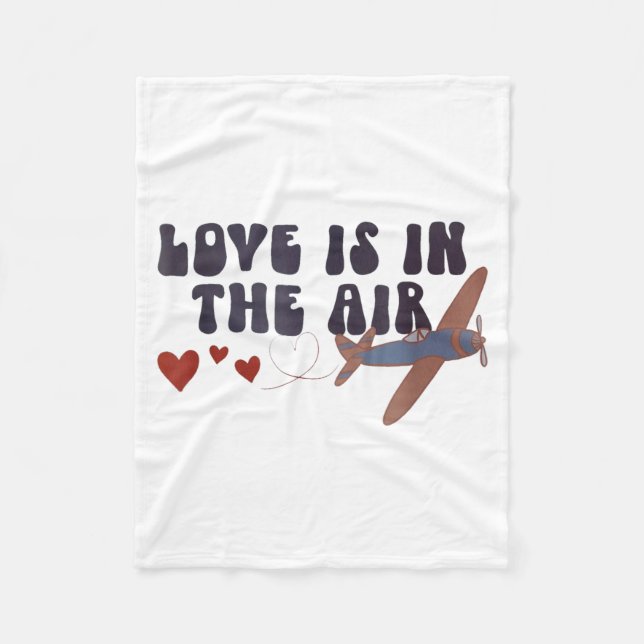 Couverture Polaire Love Is In The Air Valentine’s Airplane  (Devant)
