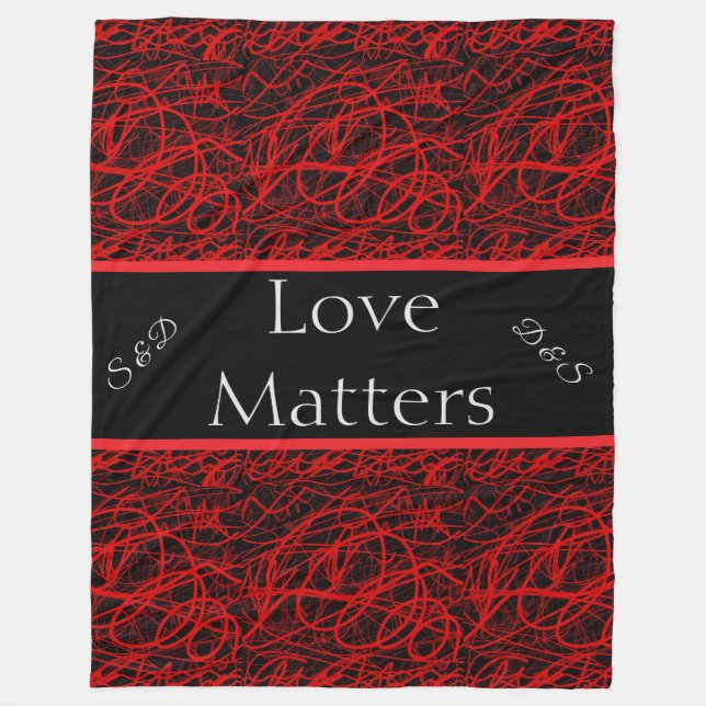 Couverture Polaire Love Matters Rouge et Noir (Devant)