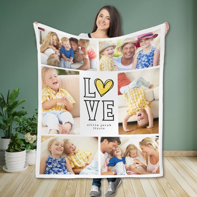 Couverture Polaire LOVE Monogram Multi Photo Collage (Créateur téléchargé)