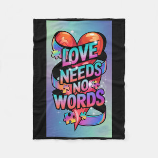 Couverture Polaire Love Needs No Words Autism Awareness Boy Girl 
