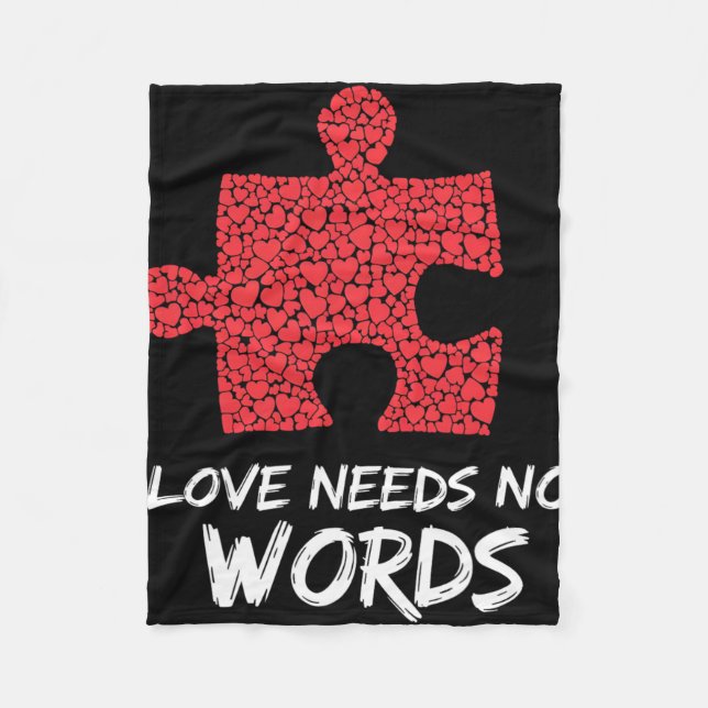 Couverture Polaire Love Needs No Words Puzzle Heart Design  (Devant)