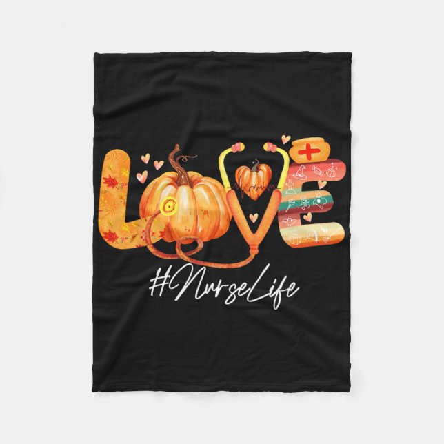 Couverture Polaire Love Nurse Life Citrouille Automne Automne Thanksg (Devant)