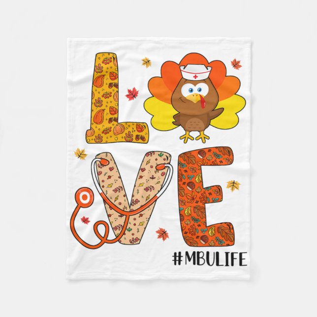 Couverture Polaire Love Nurse Life Fall Mbu Nurse Turkey Thanksgiving (Devant)