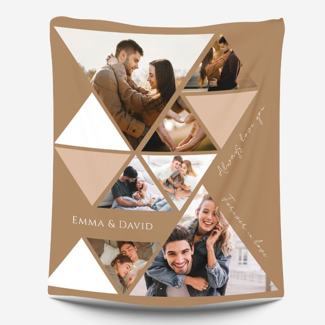 Couverture Polaire Love Photo Collage Moderne Élégant Blanche En Tois (Créateur téléchargé)