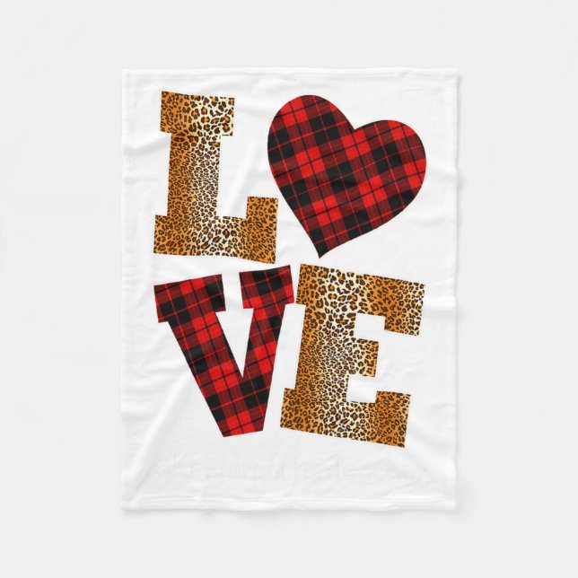 Couverture Polaire Love Plaid Red Leopard Kindergarten Teacher Valent (Devant)