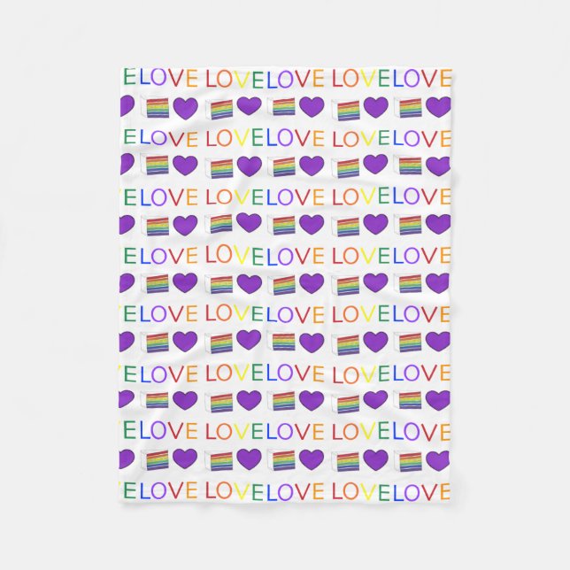 Couverture Polaire LOVE Rainbow Mariage Cake Purple Gay pride de coeu (Devant)