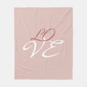 Couverture Polaire Love Rose Gold Color Calligraphy Script