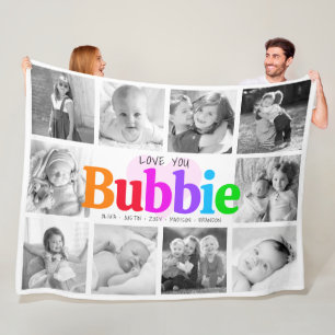 Couverture Polaire Love You Bubbie Rainbow 10 Photo Collage Moderne
