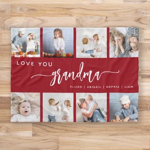 Couverture Polaire Love You Grandma 8 Photo Collage Cranberry Red