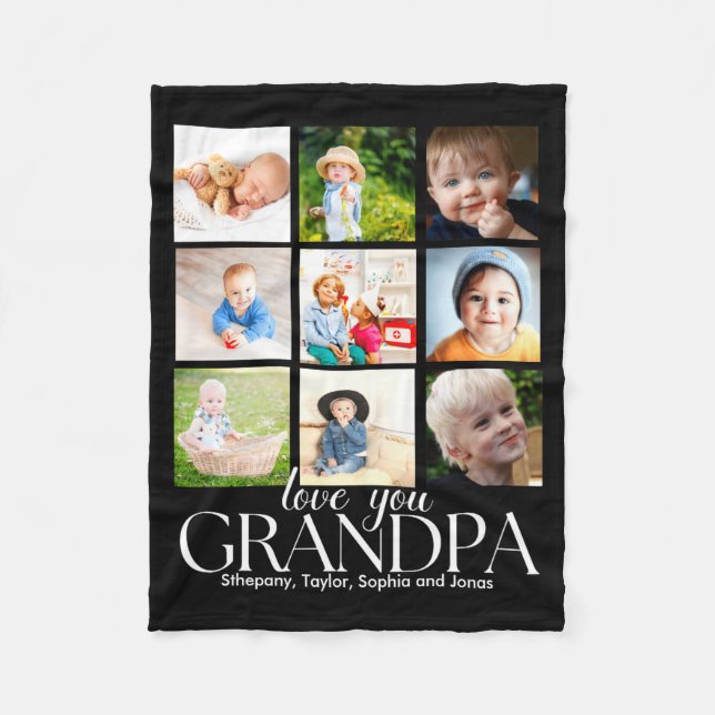 Couverture Polaire Love You Grandpa Beautiful Collage 9 Photos  (Devant)