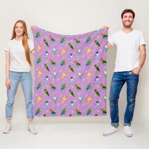 Couverture Polaire Lovebirds of Rainbow Colors Pattern