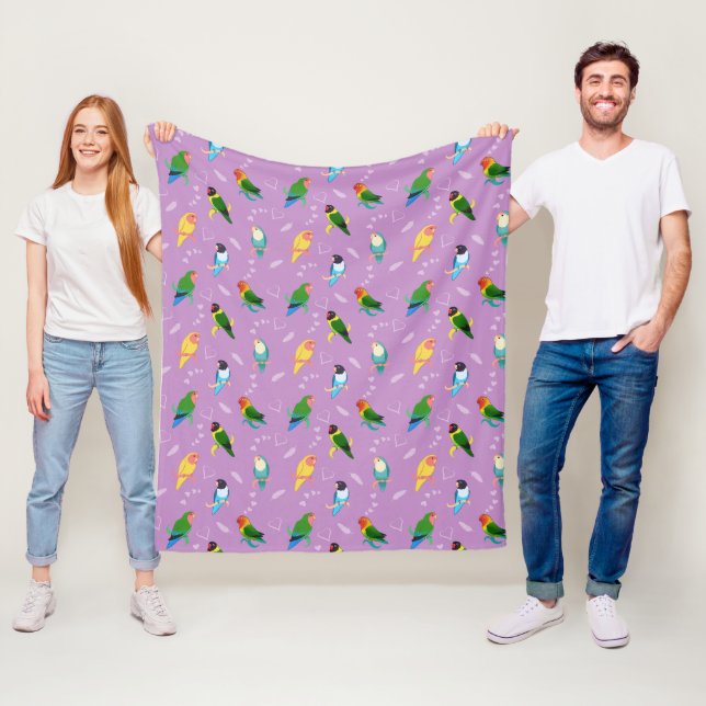 Couverture Polaire Lovebirds of Rainbow Colors Pattern (En situation)