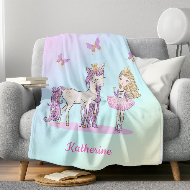 Couverture Polaire Lovely Unicorn Dreams Personnalisé (Créateur téléchargé)