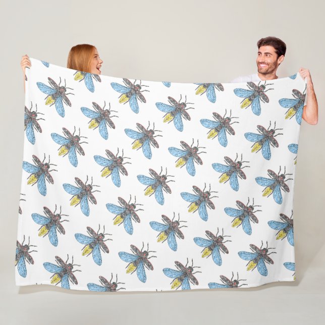 Couverture Polaire Lucioles (blanc) - Plaid en laine (En situation)