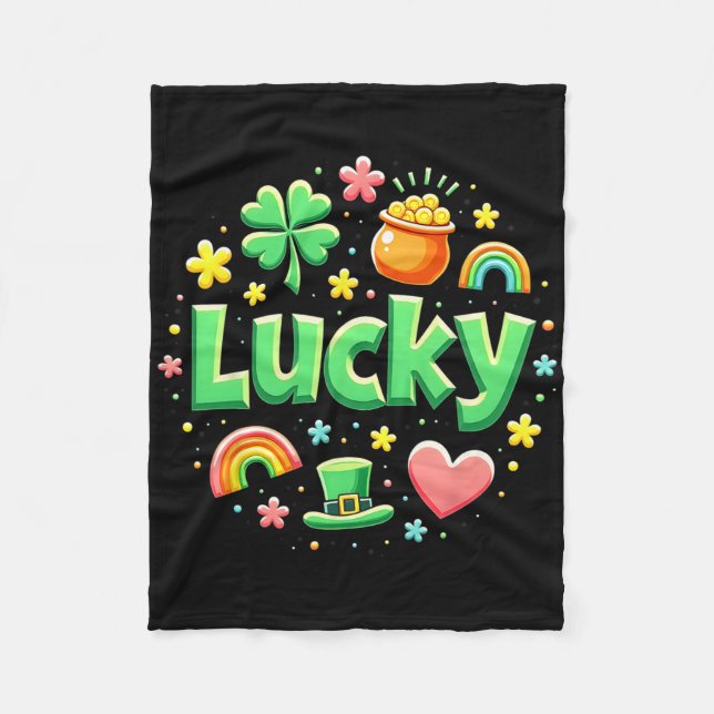 Couverture Polaire Lucky Charm Patricks Day Pot Of Gold Irish Shamroc (Devant)