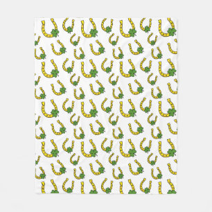 Couverture Polaire Lucky Golden Horseshoe avec Shamrock en blanc