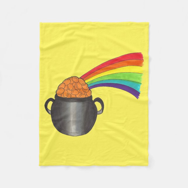 Couverture Polaire Lucky Pot of Gold Rainbow Saint Patrick's Day (Devant)