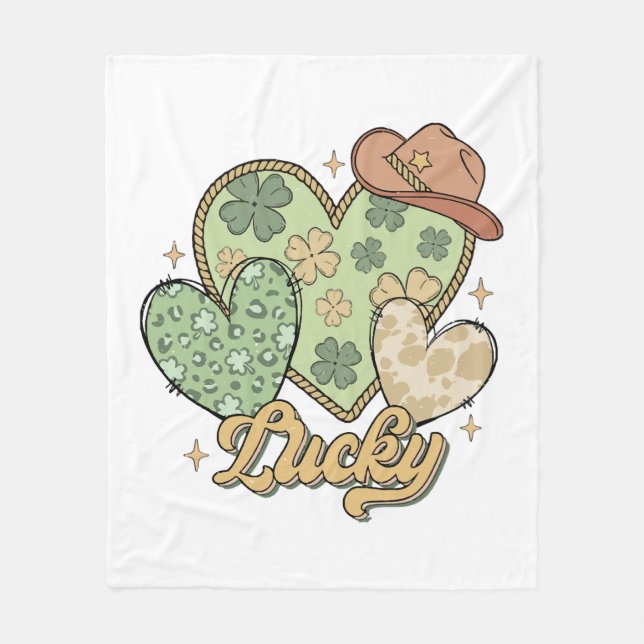 Couverture Polaire Lucky Western Jour de la Saint Patrick Shamrock de (Devant)