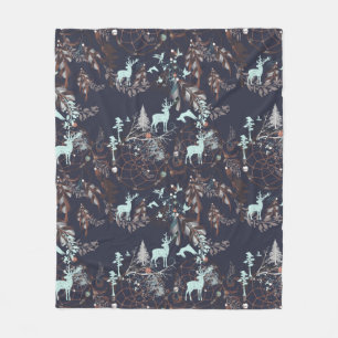 Couverture Polaire Lueur dans le motif tribal de boho foncé de nature