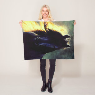 Couverture Polaire Lueur frisonne, cheval frison, étalon noir/jument