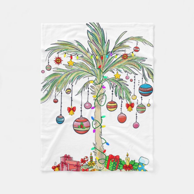 Couverture Polaire Lumière de palmier de Noël Hawaïen Tropical Xmas  (Devant)