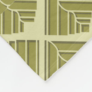Couverture Polaire Lumière Motif carré feuille or Lime