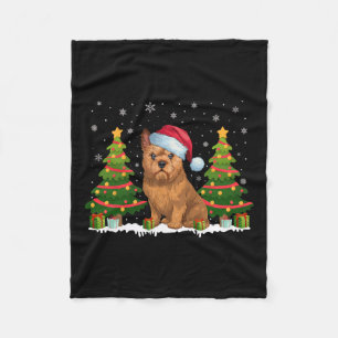 Couverture Polaire Lumières de Noël Bruxelles Griffon Chien Santa Hat