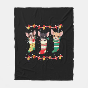 Couverture Polaire Lumières de Noël de Chihuahua Drôle de Noël Amateu