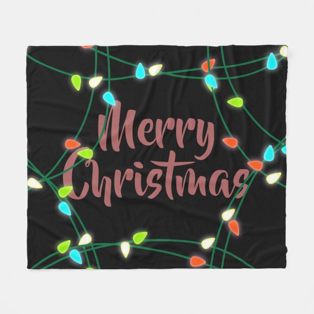 Couverture Polaire Lumières de Noël Joyeux Noël (Devant (Horizontal))
