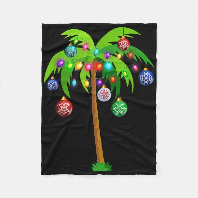 Couverture Polaire Lumières de Noël Palm Tree Fun Hawaii Beach Tropic (Devant)