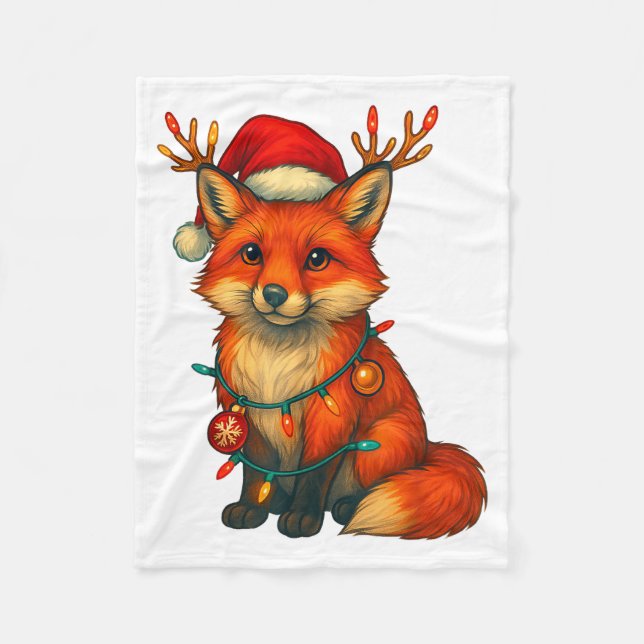 Couverture Polaire Lumières de Noël Renard Noël  (Devant)