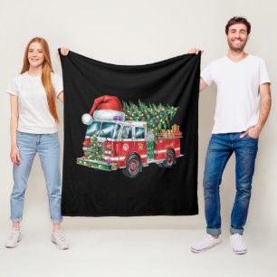 Couverture Polaire Lumières de sapin de Noël au chapeau de Père Noël 