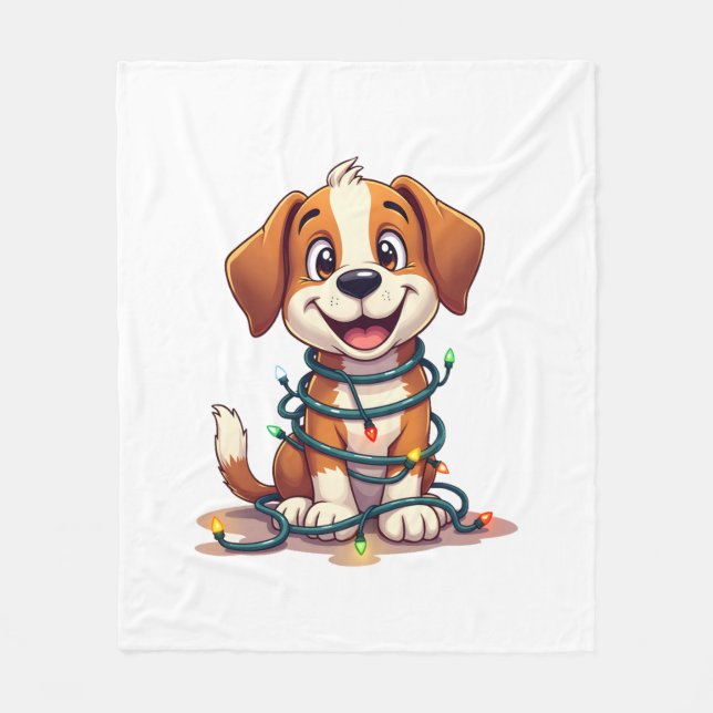 Couverture Polaire Lumières joyeuses Beagle (Devant)