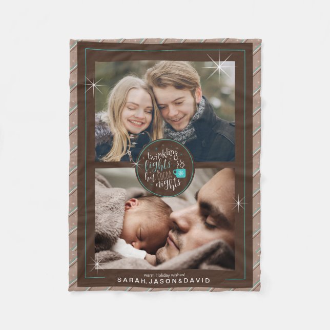 Couverture Polaire Lumières scintillantes nuits de cacao chaud Deux P (Devant)