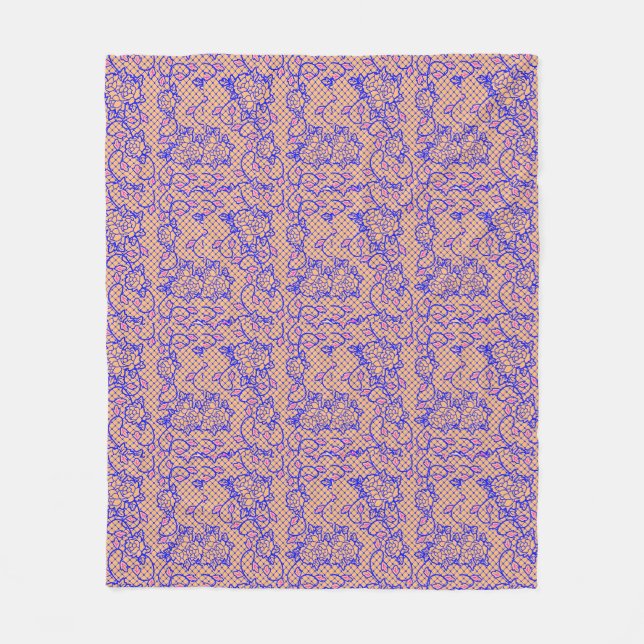 Couverture Polaire Lumineuse filet bleu avec fleurs 02b LOrange BG (Devant)