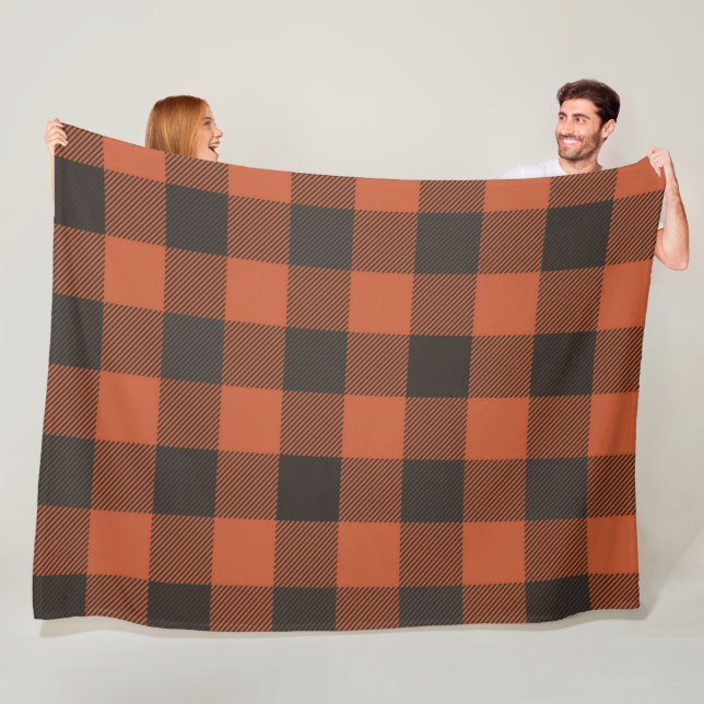 Couverture Polaire Lumineux Orange Et Noir Plaid (En situation)