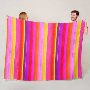 Couverture Polaire Lumineux rouge violet jaune créatif rayé