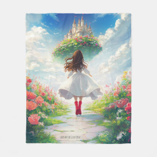 Couverture Polaire Luna et le château de Cloud - Blanc en polaire enc