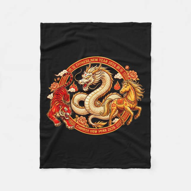 Couverture Polaire Lunar Zodiac Dragon Tiger Horse Harmony Chinese Ne (Devant)
