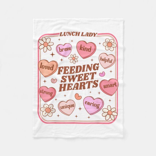 Couverture Polaire Lunch Lady Valentines Day Retro Cute Cafeteria Swe (Devant)