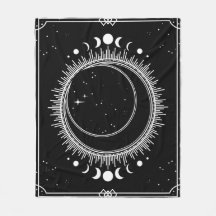 Lune élégante avec Soleil et Étoiles Noir et Blanc