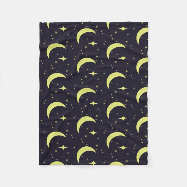 Couverture Polaire Lune et étoiles Blanche polaire (Devant)
