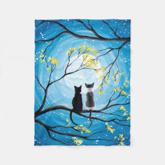 Couverture Polaire Lune lunaire avec chats